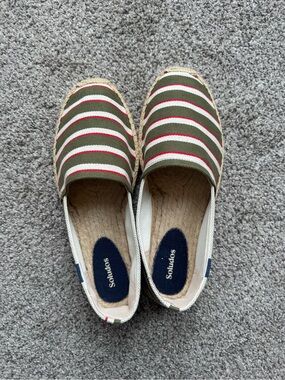 Soludos Men’s Espadrilles - Olive/Red/Cream - Size 10